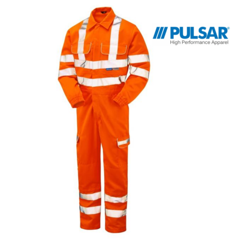 Rail Specification Hi Vis Orange Combat Coverall,PULSAR® rail spec hi vis orange coverall pulsar GPB PR339side e1616876252233