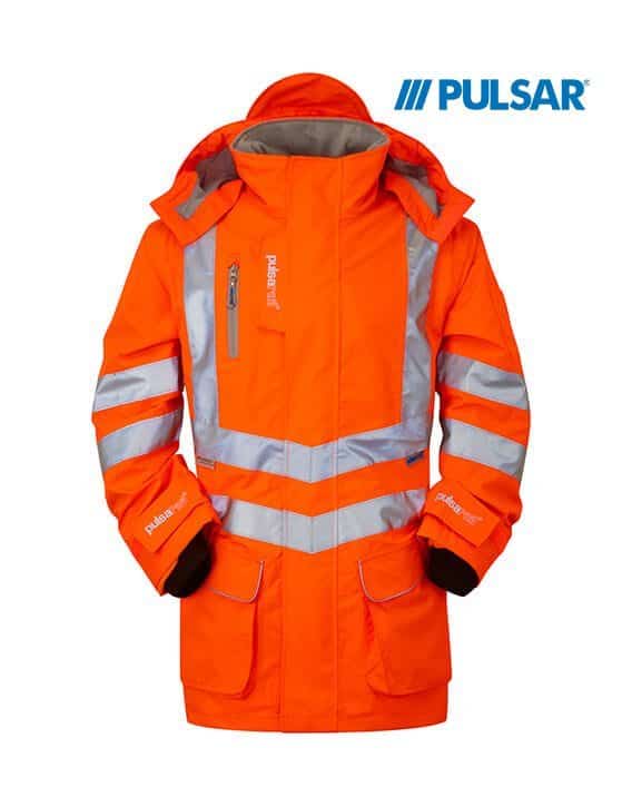 Rail Spec Unlined Storm Coat,Pulsar® GPB PR499 Pulsar Hi Vis Rail Unlined Storm Coat