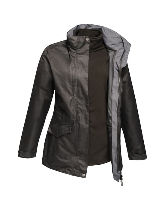 waterproof jacket, Regatta, Benson 3 in 1, ladies, thermal   waterproof workwear regatta ladies benson 3 in 1 jacket black crg tra148 bk