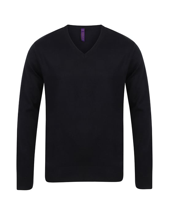 v neck sweater, mens, jumpers workwear fine knit v neck sweater black crl hb720 bk