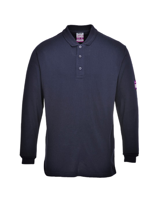 Flame Retardant Long Sleeved Polo Shirt,Navy,Black workwear fr anti static long sleeved poloshirt navy cx fr010 nv