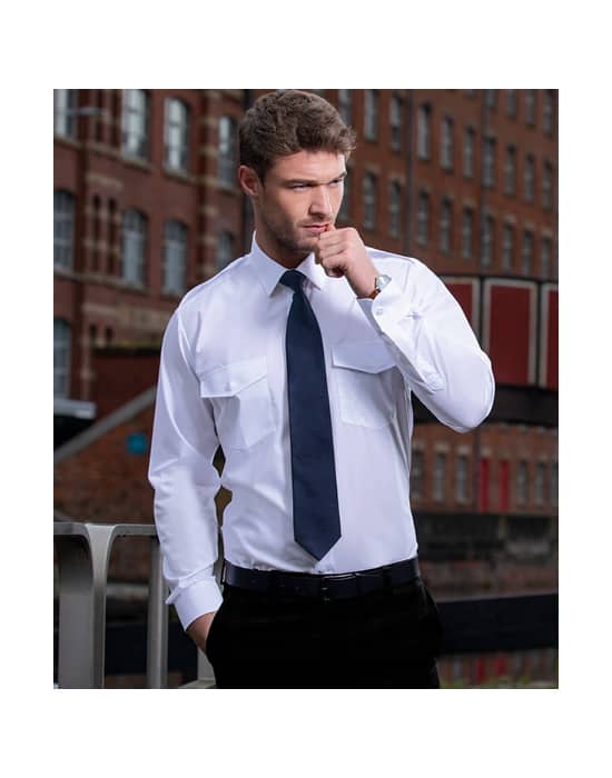 pilot shirt, mens, long sleeve  workwear mens long sleeve pilot shirt white cx sh029 wt 2