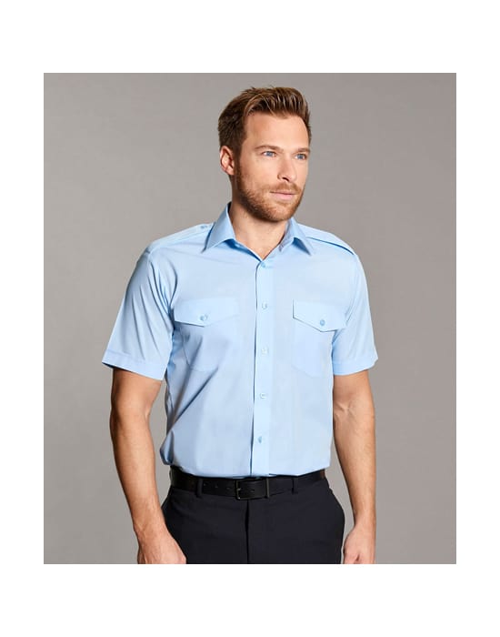 Men's Short Sleeved Pilot Shirt,Pilot shirt workwear mens short sleeve pilot shirt pale blue cx sh030 pb 1