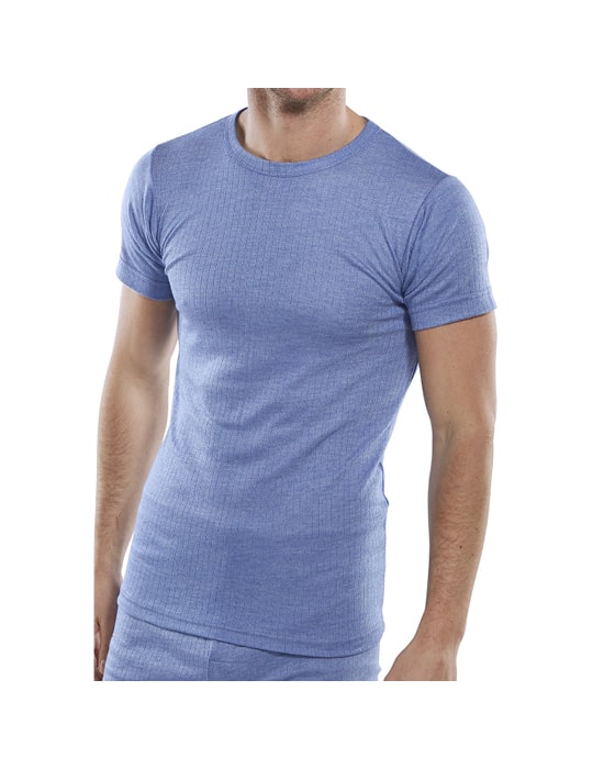 Short sleeved t shirt, thermal, mens  workwear thermal short sleeved top blue cx th007 bl