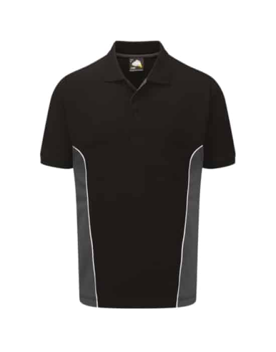 short sleeved polo shirt, mens, two tone, black  workwear two tone contrast poloshirt black grey cor 1180 by