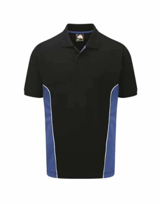 short sleeved polo shirt, mens, two tone, black  workwear two tone contrast poloshirt navy royal cor 1180 nr