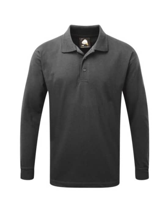 long-sleeved polo shirt, mens, Weaver, premium, black  workwear weaver premium long sleeved poloshirt graphite cor 1170 gp