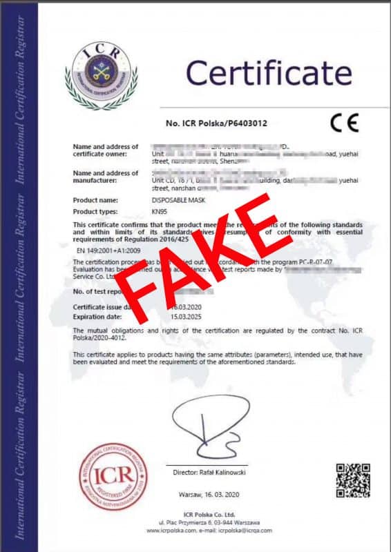 Fake certificate 1