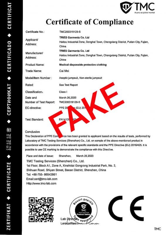 Fake certificate 2