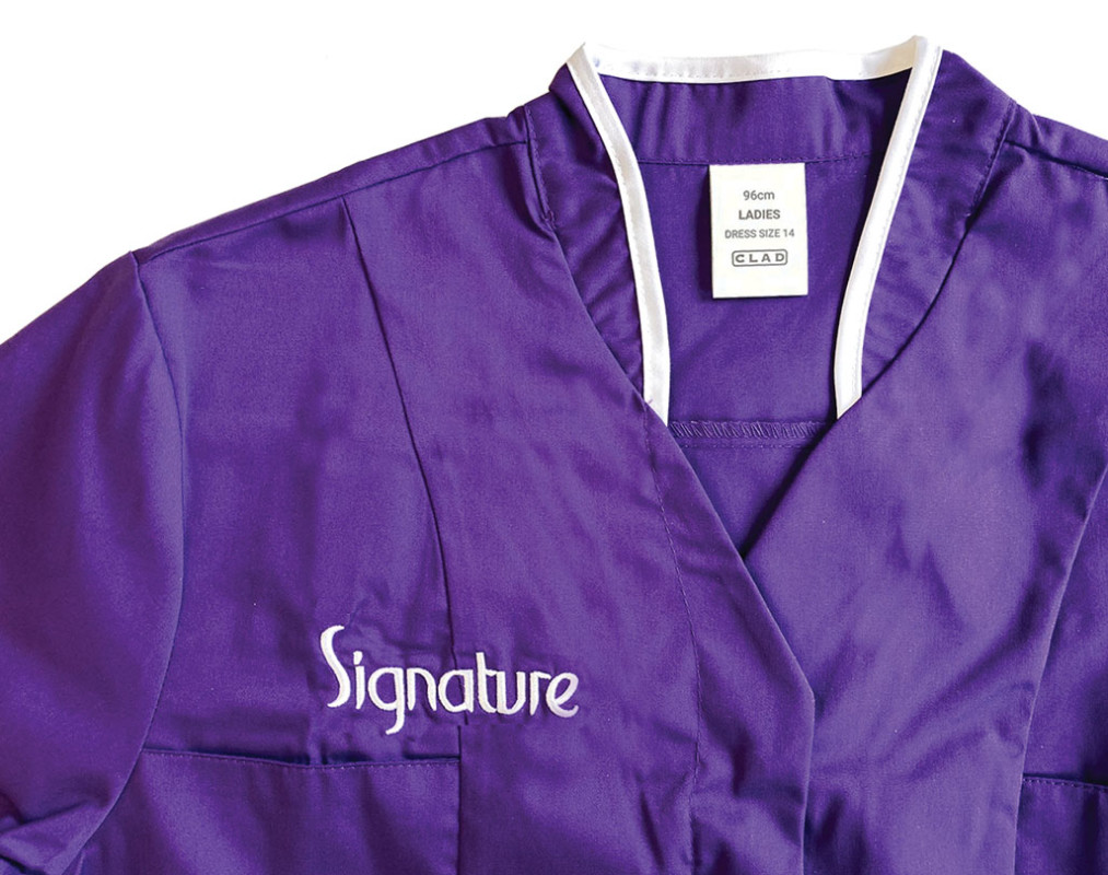 healthcare,care homes Clad Safety Signature Healthcare Tunic detail 1
